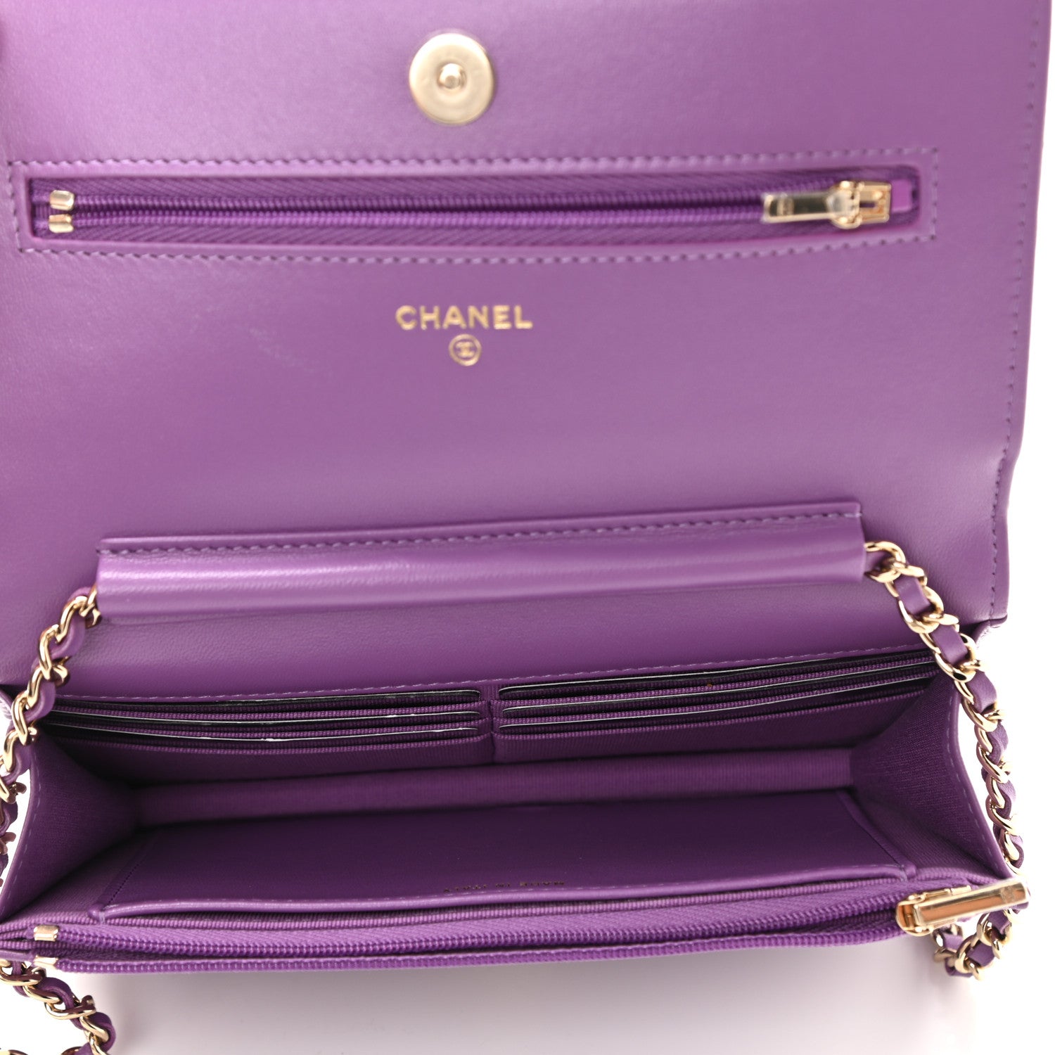 Chanel Lambskin Quilted Wallet On Chain WOC Purple 4 of 11