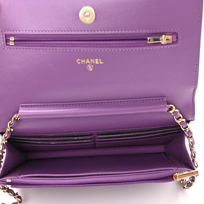 Chanel Lambskin Quilted Wallet On Chain WOC Purple 4 of 11
