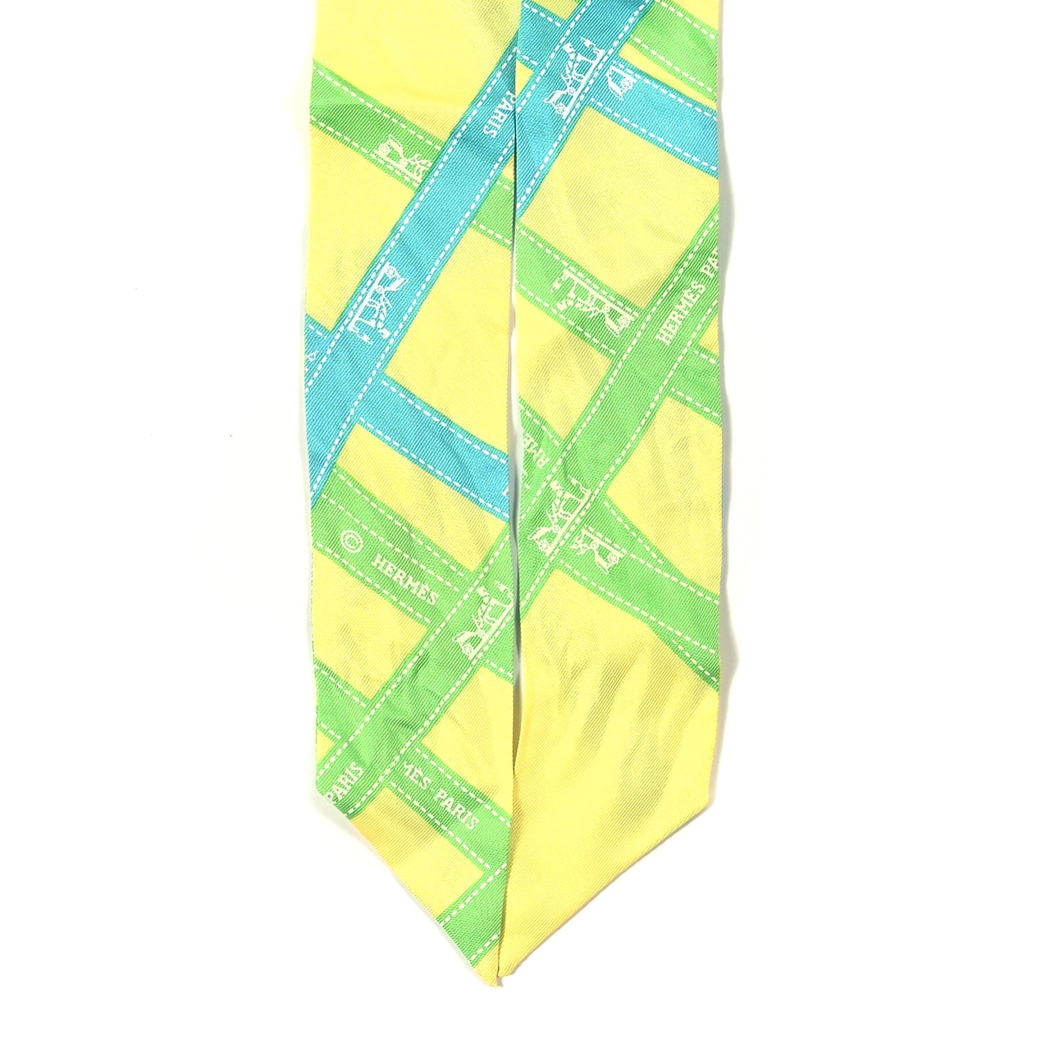 Hermes Silk Bolduc Twilly Citron Vert Vif Turquoise 2 of 3