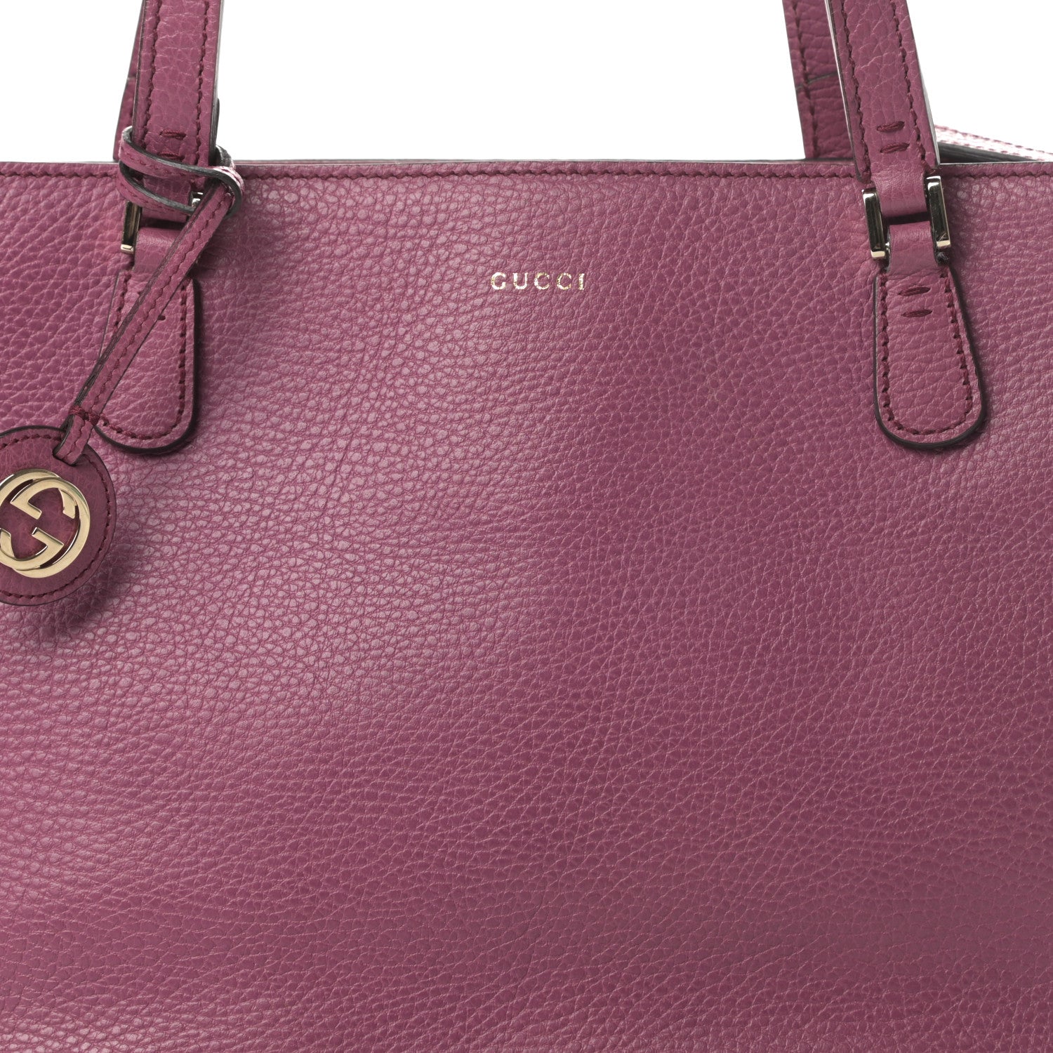 Gucci Pebbled Calfskin Interlocking G Tote Fresia Rose 8 of 12