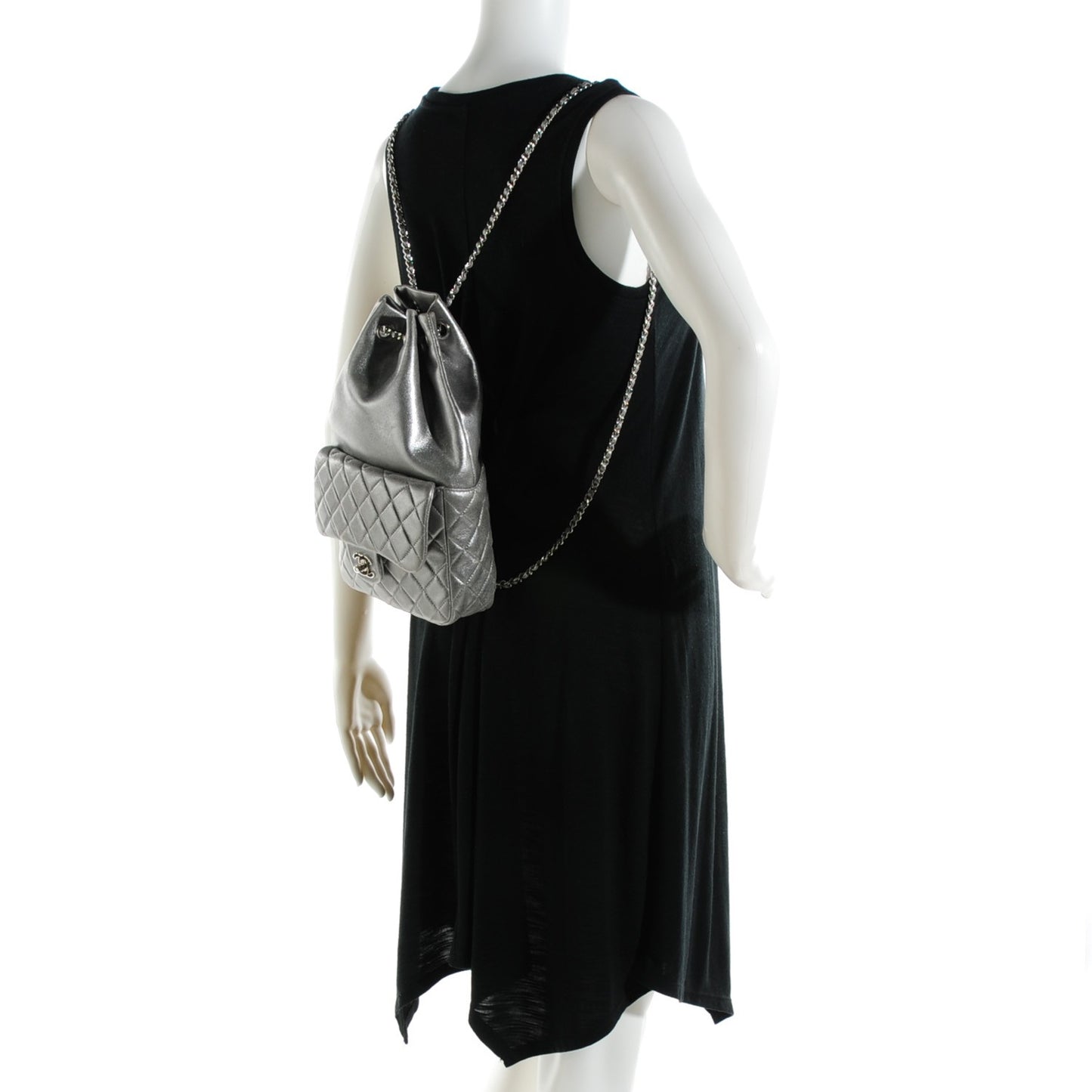 Metallic Lambskin Quilted Small In Seoul Backpack Silver
