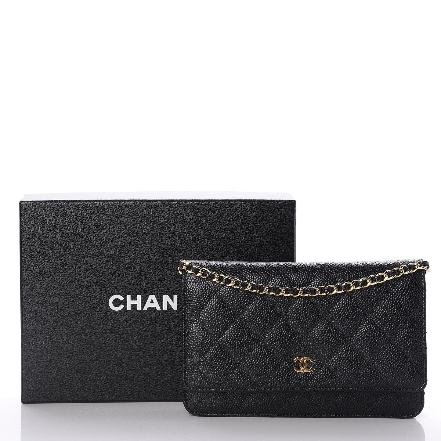 Caviar Quilted Wallet On Chain WOC Black