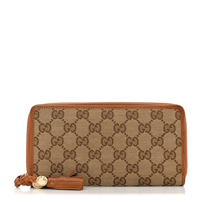 Gucci GG Monogram GG Zip Around Wallet Beige Ebony Tabacco 1 of 7