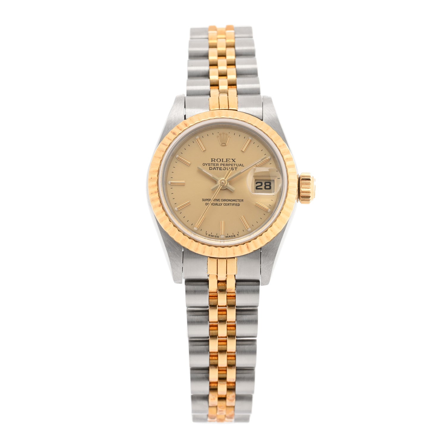 Rolex Stainless Steel 18K Yellow Gold 26mm Oyster Perpetual Datejust Watch Champagne 69173 1 of 4