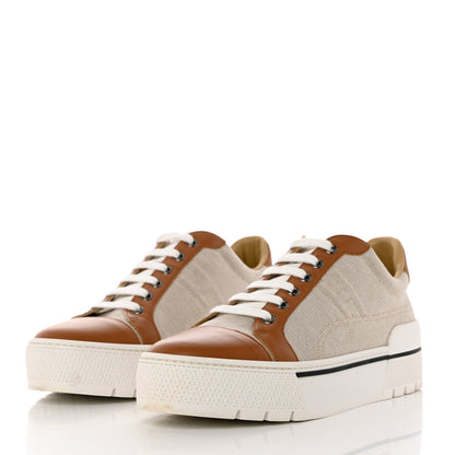 Hermes Canvas Calfskin Womens Voltage Sneakers 40 Prunoir Naturel 3 of 8