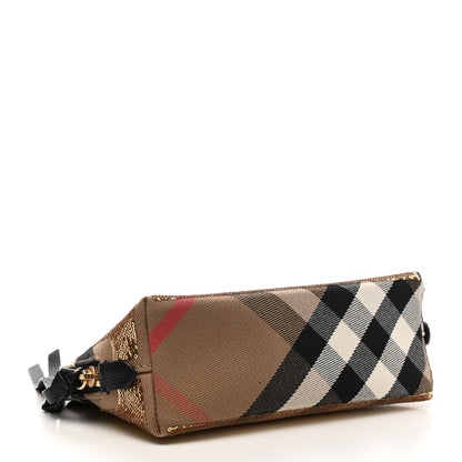 Burberry House Check Sequin Peyton Pouch Bag Gold Black 4 of 7