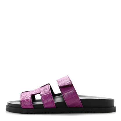 Hermes Matte Alligator Womens Chypre Sandals 38.5 Anemone 1 of 10