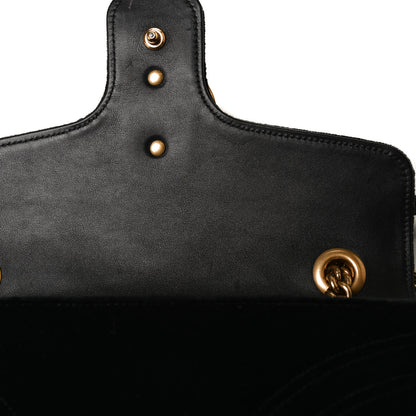 Gucci Velvet Matelasse Small GG Marmont Shoulder Bag Black 12 of 16