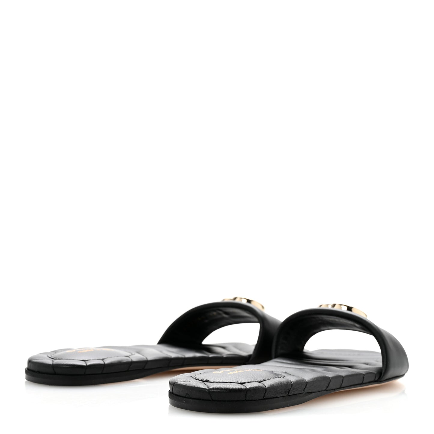Nappa Matelasse GG Marmont Flat Slide Sandals 37.5 Black