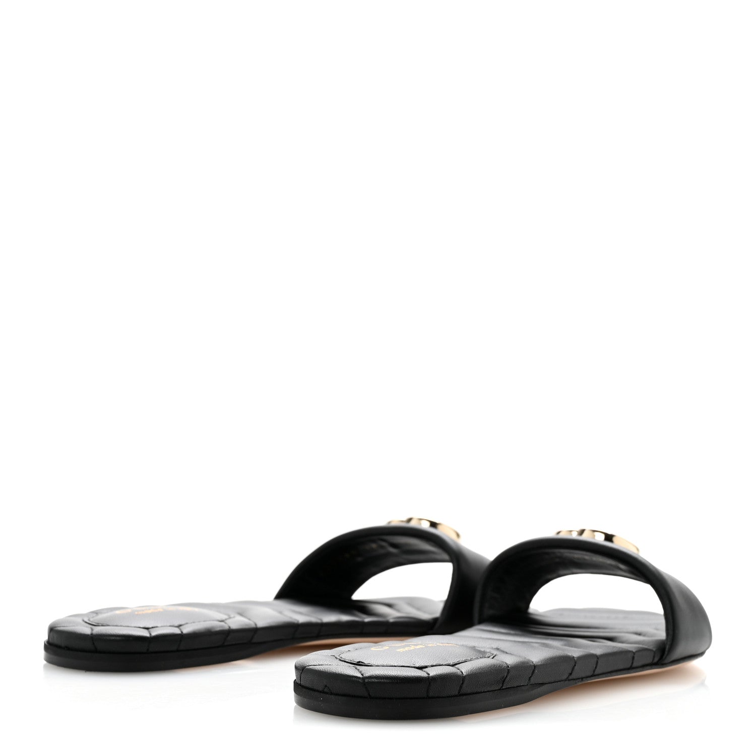 Gucci Nappa Matelasse GG Marmont Flat Slide Sandals 37.5 Black 5 of 11