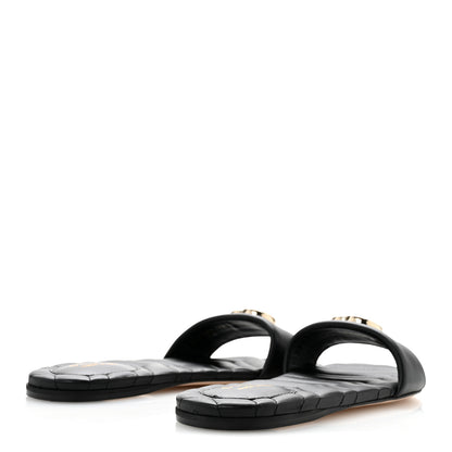Gucci Nappa Matelasse GG Marmont Flat Slide Sandals 37.5 Black 5 of 11