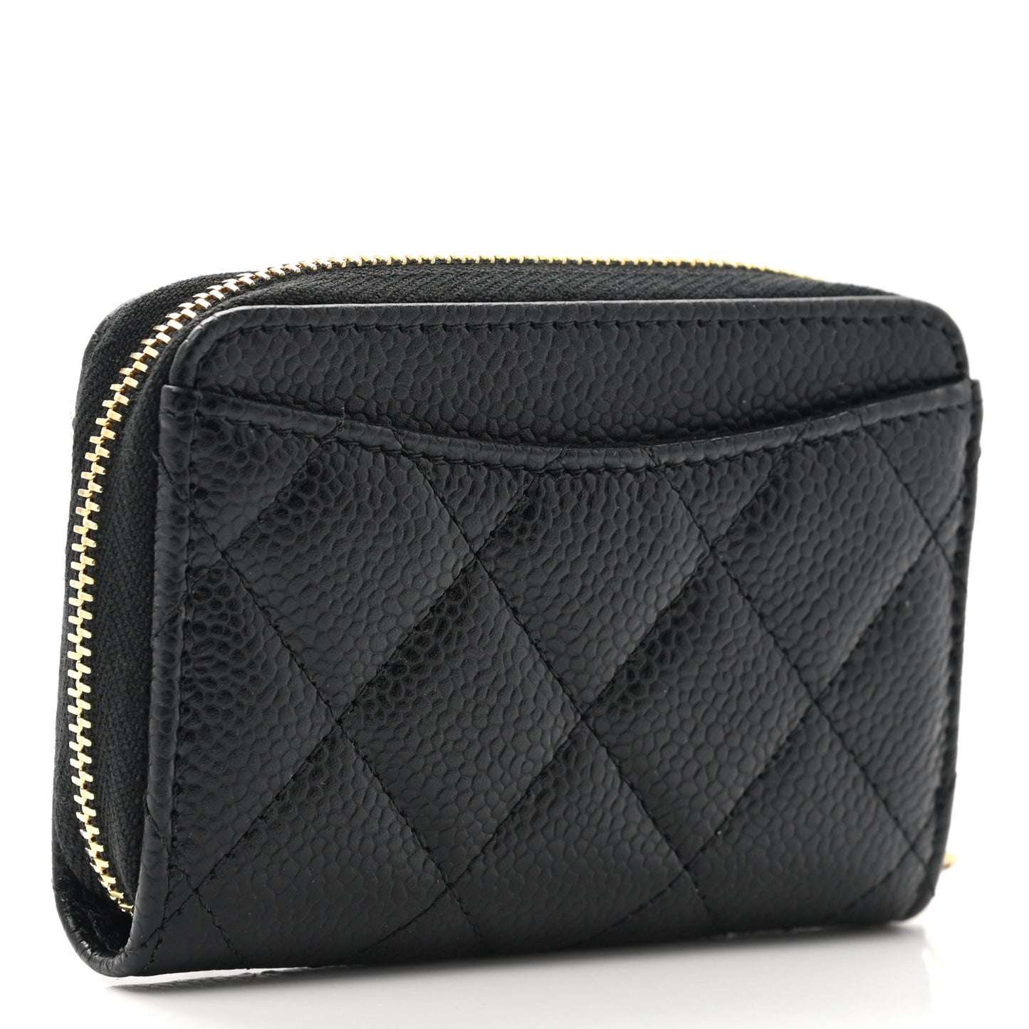 Caviar Quilted Classic Zipped Coin Purse Black