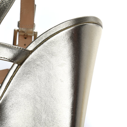 Christian Louboutin Nappa Silk Cataclou 140 Wedge Sandals 36 Sahara Light Gold 10 of 11