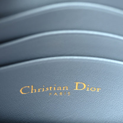 Christian Dior Calfskin Cannage Caro Zipped Pouch With Chain Cloud Blue 6 of 10