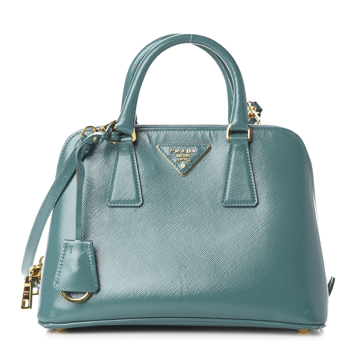 Prada Saffiano Vernice Small Promenade Tote Turchese 1 of 16