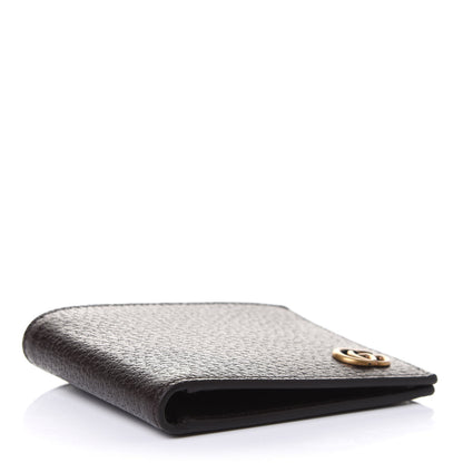 Gucci Calfskin Boar Effect GG Marmont Bi-Fold Wallet Black 4 of 9