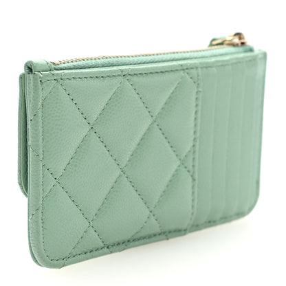 Chanel Caviar Quilted Flap Zip Card Holder Light Green 3 of 7