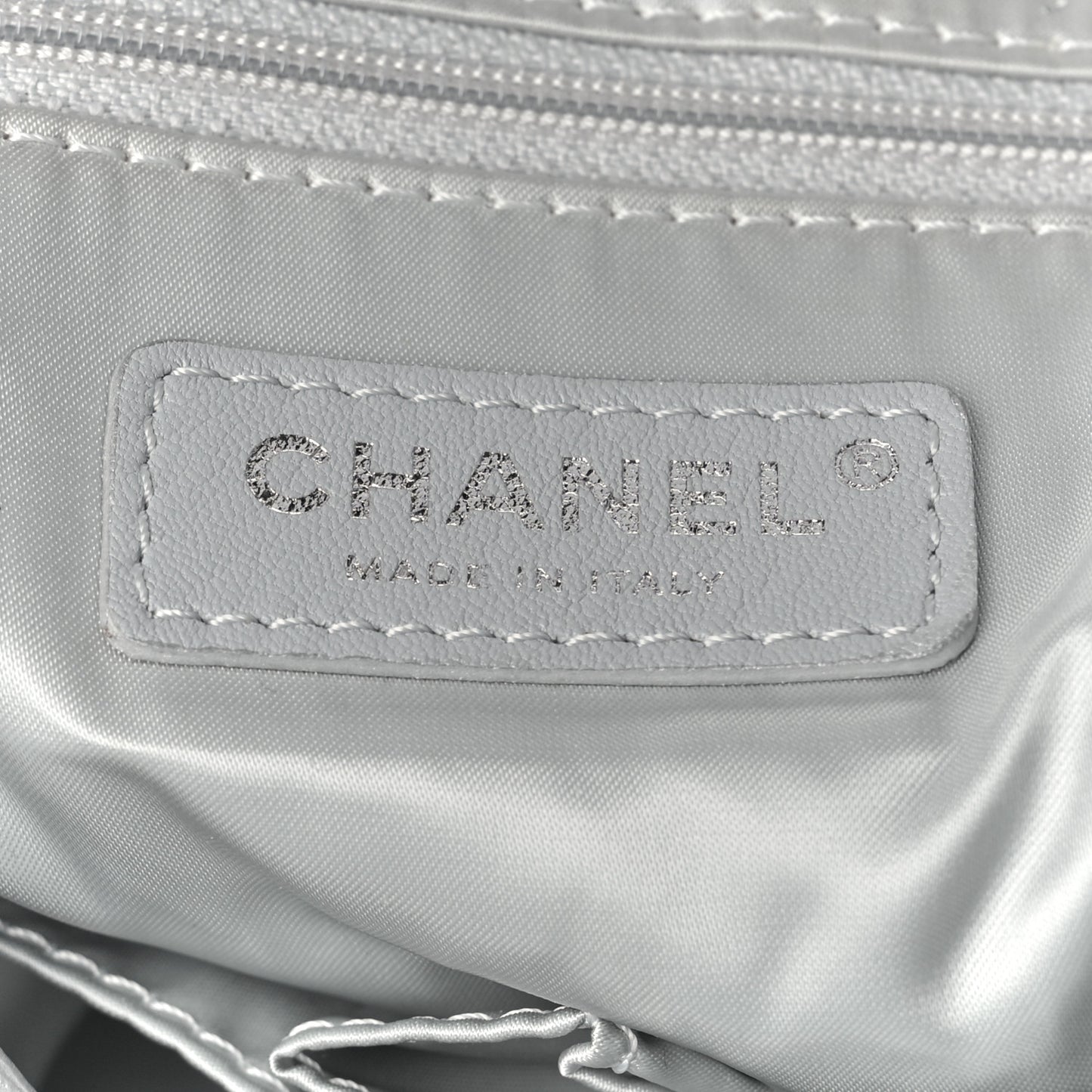 Knit Metallic Lambskin Large Shopping Tote Silver