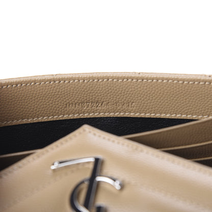 Saint Laurent Grain De Poudre Matelasse Chevron Monogram Flap Wallet Deep Beige 7 of 7