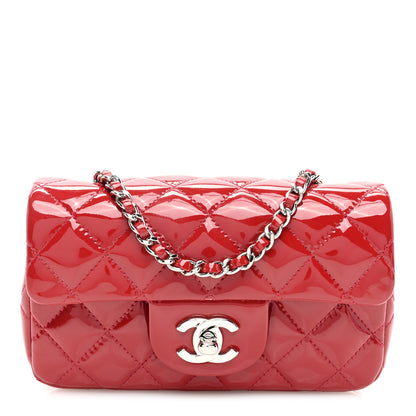 Chanel Patent Calfskin Quilted Extra Mini Rectangular Flap Red 1 of 10