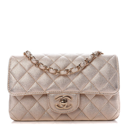 Chanel Metallic Lambskin Quilted Mini Rectangular Flap Gold 1 of 10