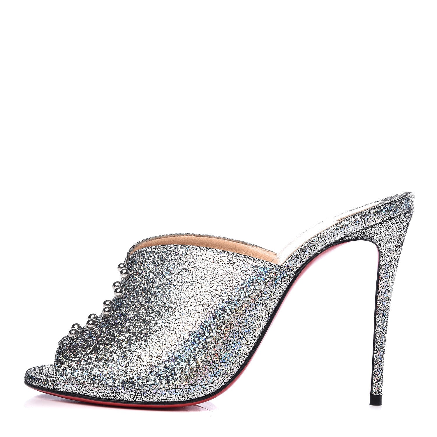 Christian Louboutin Nappa Mica PVC Glitter Predumule 100 Pumps 37.5 Silver 1 of 8