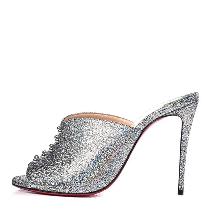 Christian Louboutin Nappa Mica PVC Glitter Predumule 100 Pumps 37.5 Silver 1 of 8