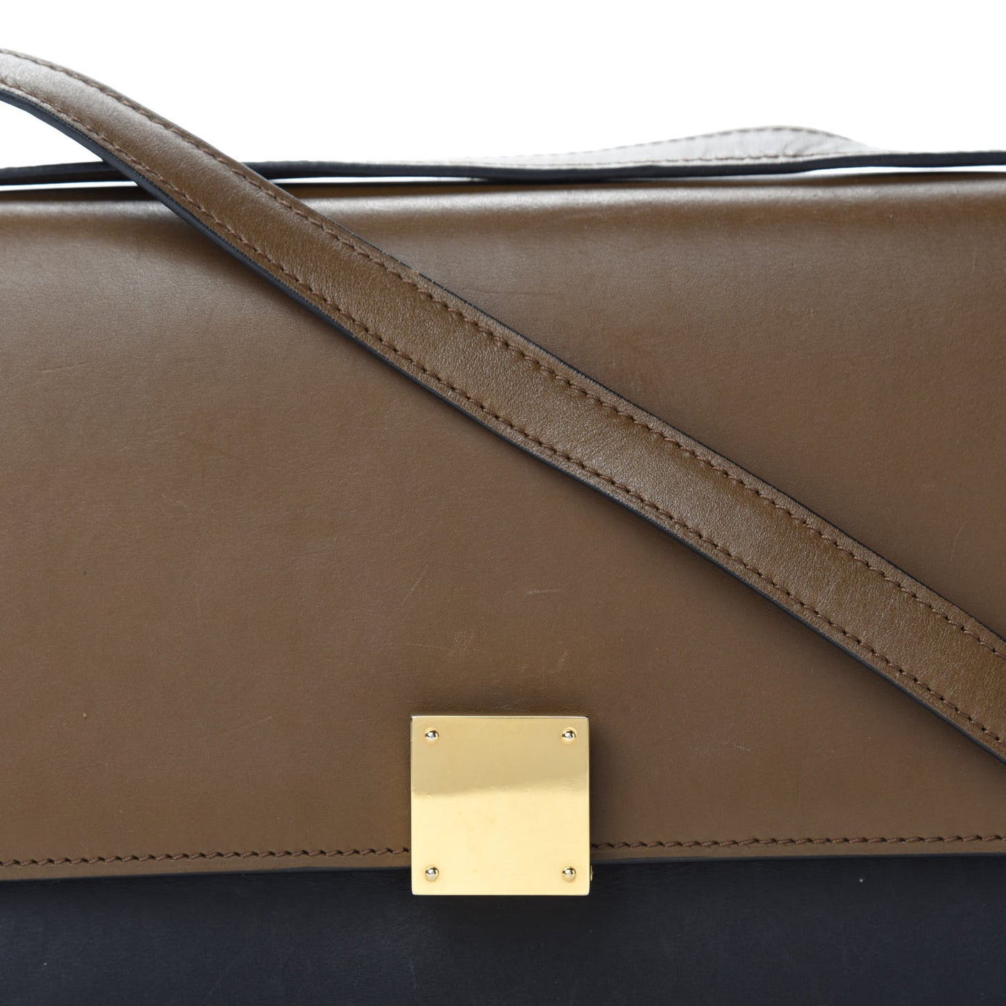 Calfskin Bi-Color Small Case Flap Black Camel