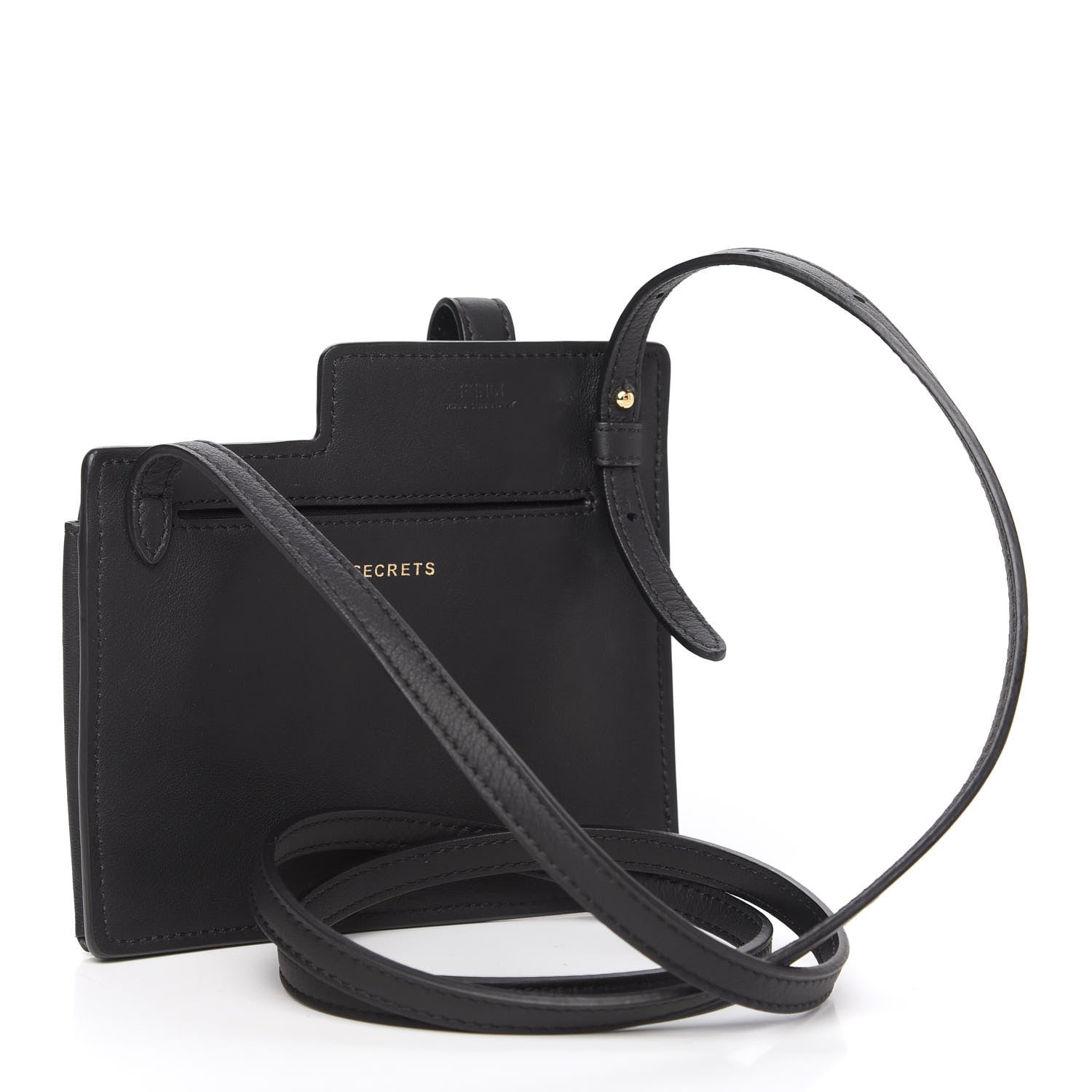 Fendi Vitello Grace Matte Two Pocket Mini Crossbody Black 3 of 9