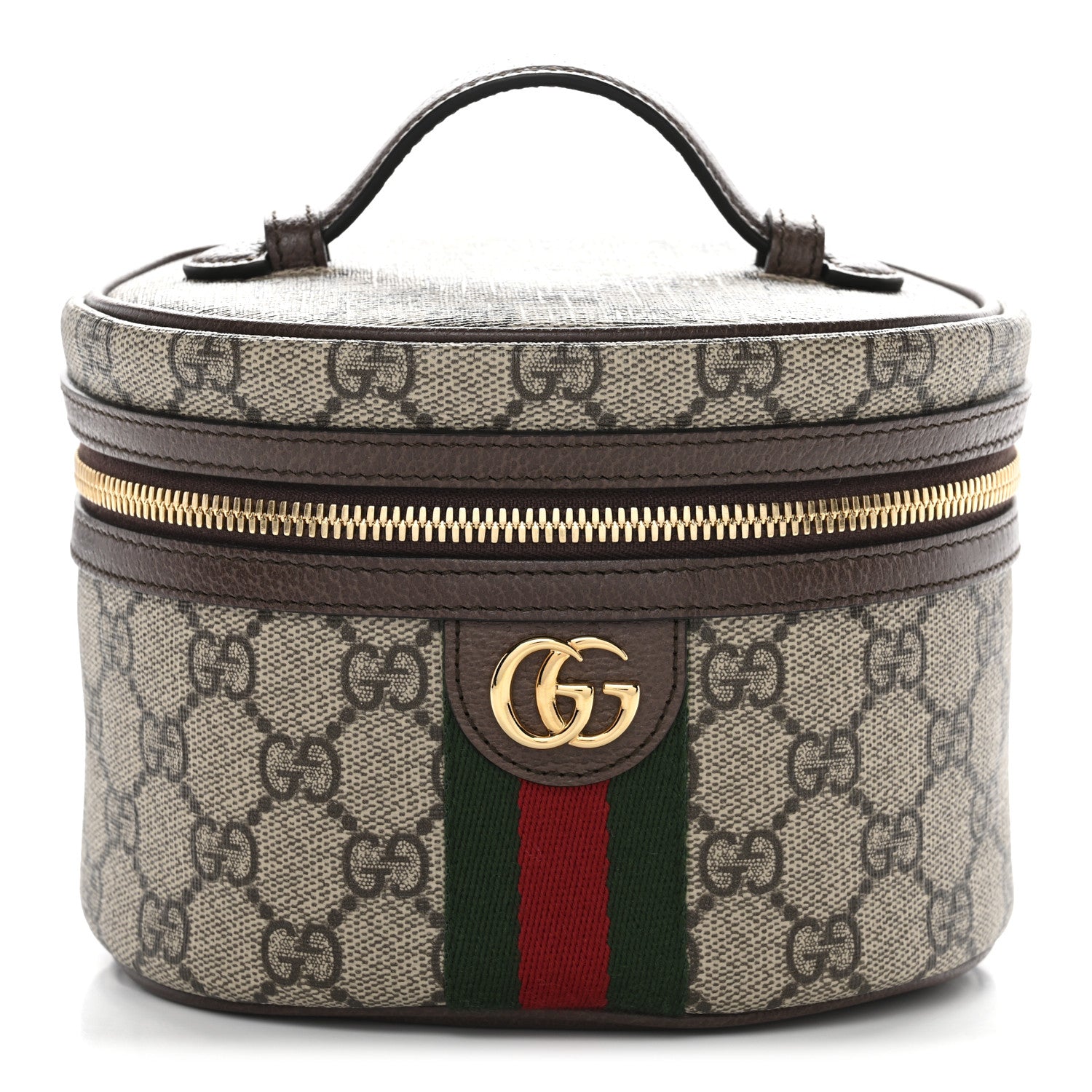Gucci GG Supreme Monogram Textured Calfskin Web Ophidia Vanity Cosmetic Case Beige Ebony New Acero 1 of 10