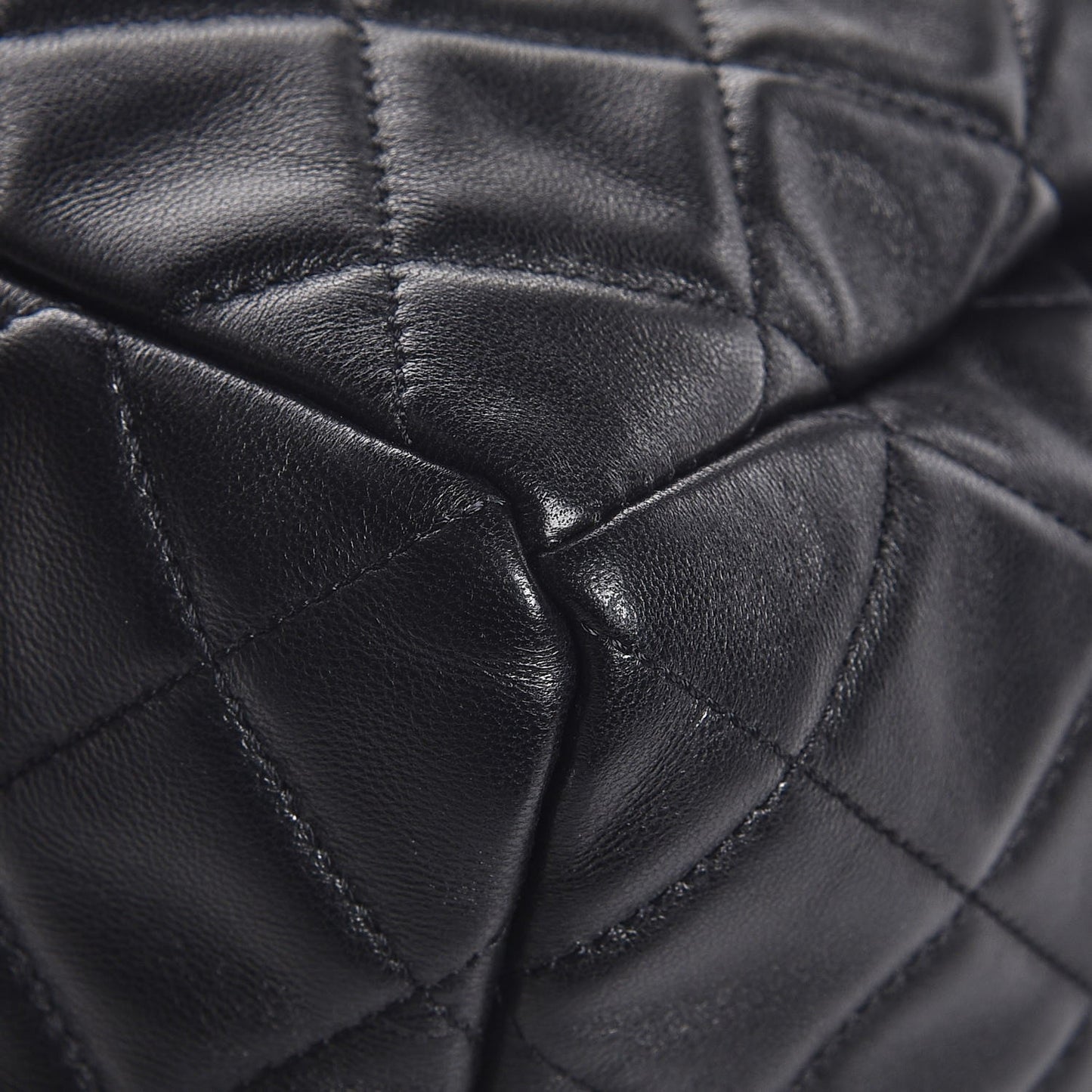 Lambskin Quilted CC Chain Drawstring Tote Black