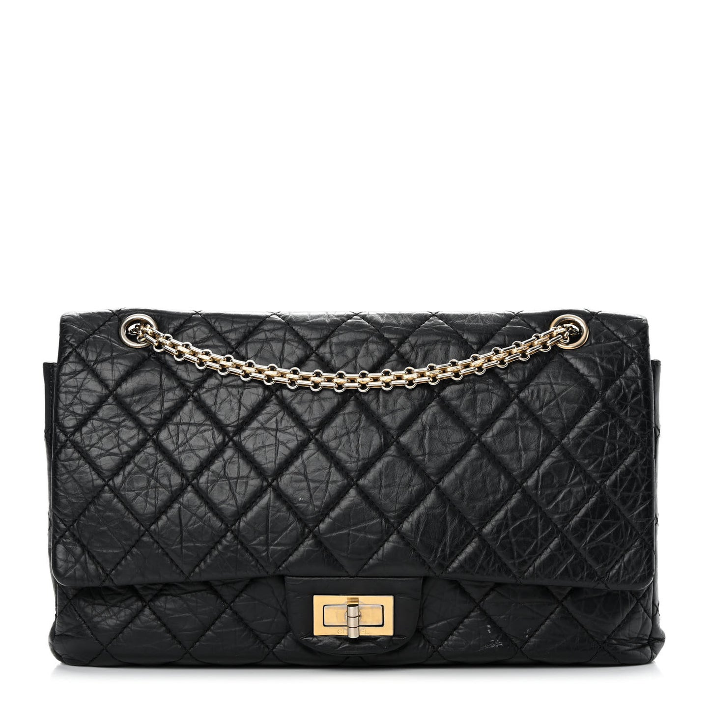 Aged Calfskin Quilted 2.55 Reissue 227 Flap Black