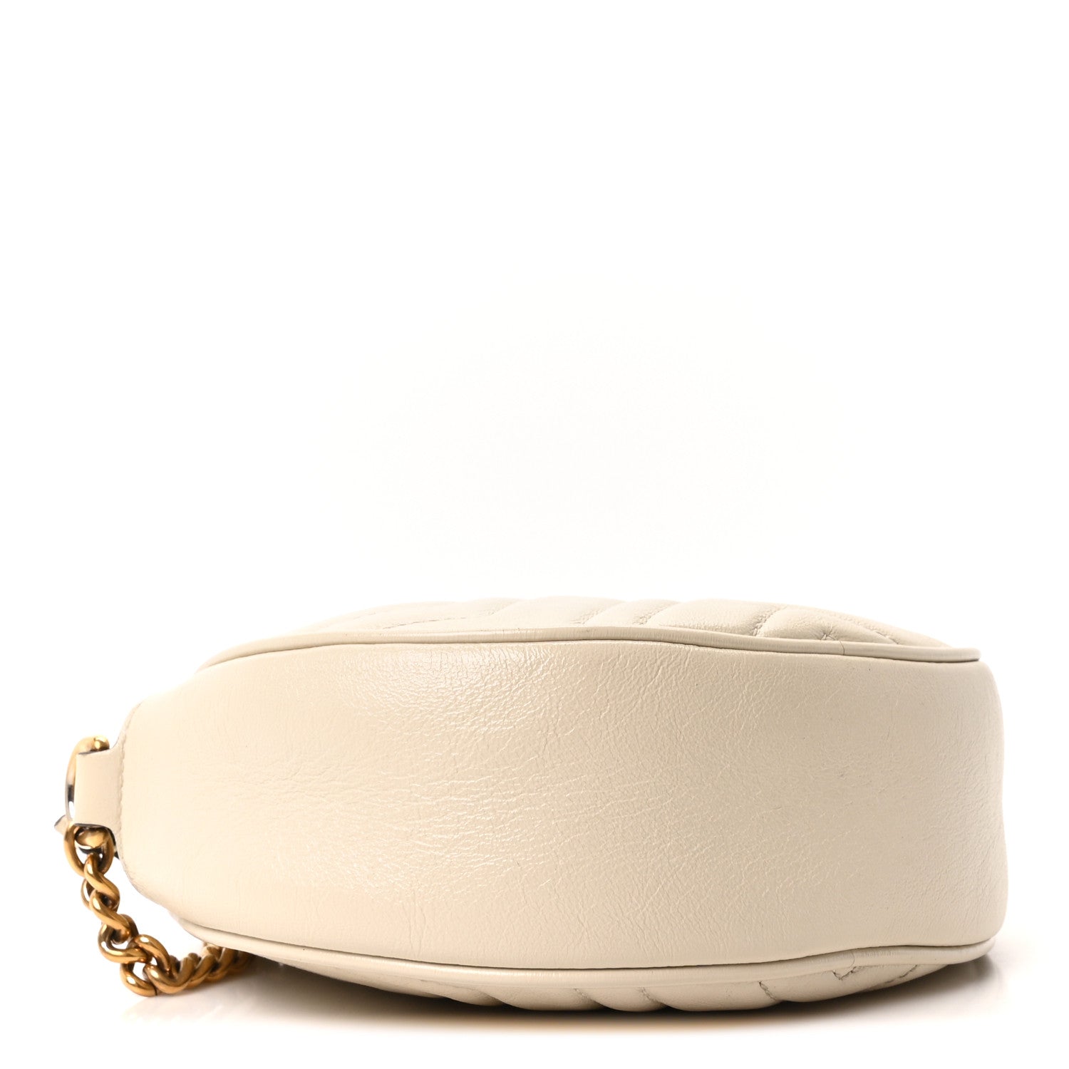 Gucci Calfskin Matelasse Mini GG Marmont Round Shoulder Bag White 4 of 10
