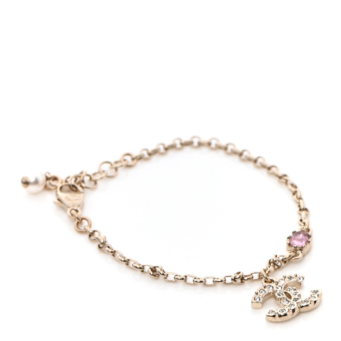 Pearl Crystal CC Bracelet Gold