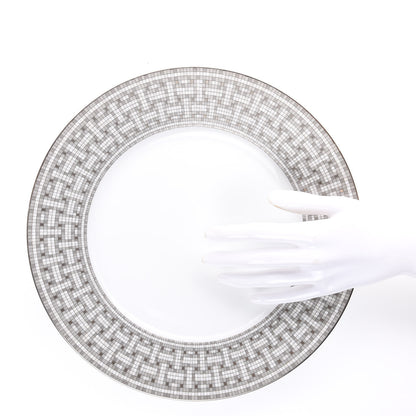 Hermes Porcelain Mosaique Au 24 Platine Dinner Plate Set of 2 2 of 6