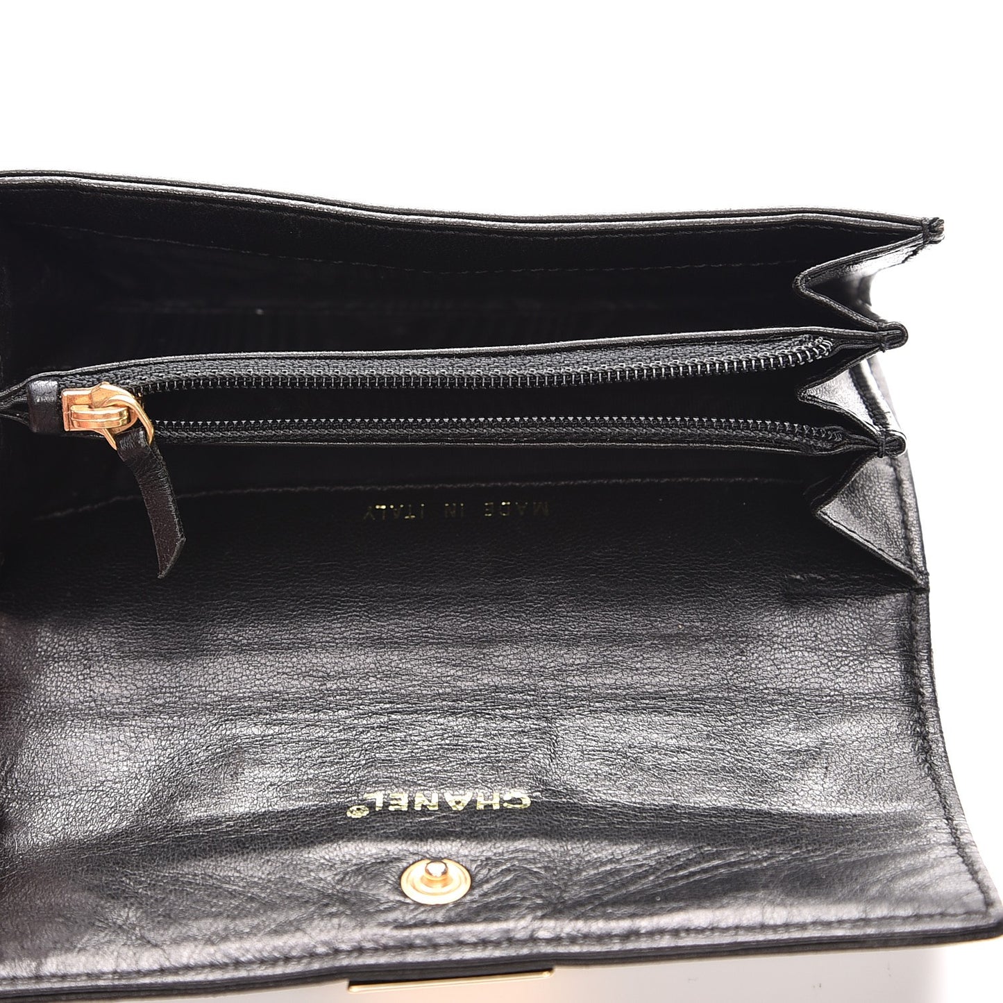 Lambskin Chocolate Bar Quilted Wallet Black