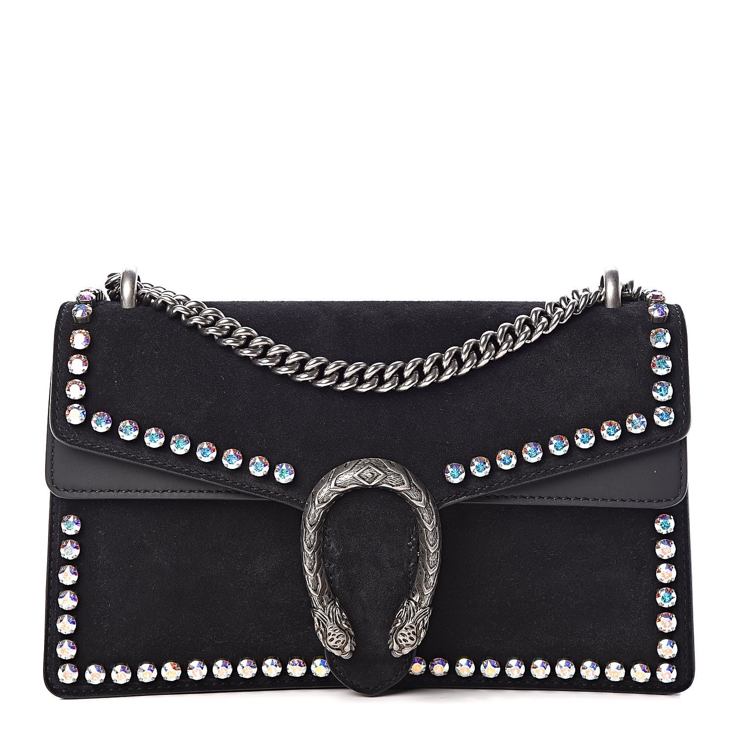 Gucci Suede Crystal Small Dionysus Shoulder Bag Black 1 of 9