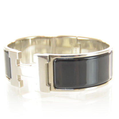Hermes Enamel Clic Clac H Bracelet Wide GM Black Silver 3 of 7
