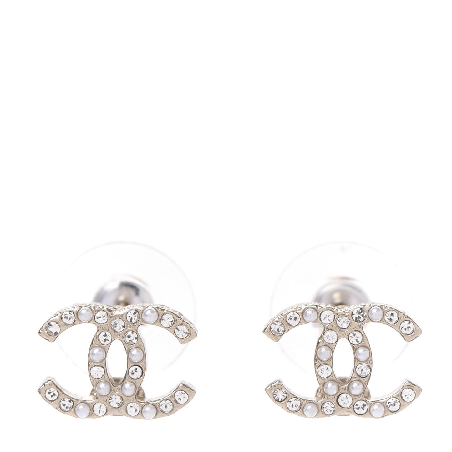 Pearl Crystal CC Earrings Gold