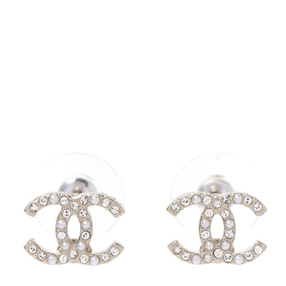 Chanel Pearl Crystal CC Earrings Gold 1 of 5