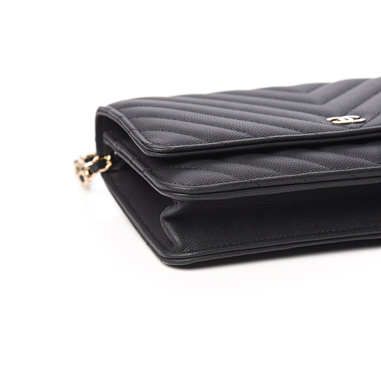 Chanel Caviar Chevron Quilted Wallet On Chain WOC Black 8 of 11