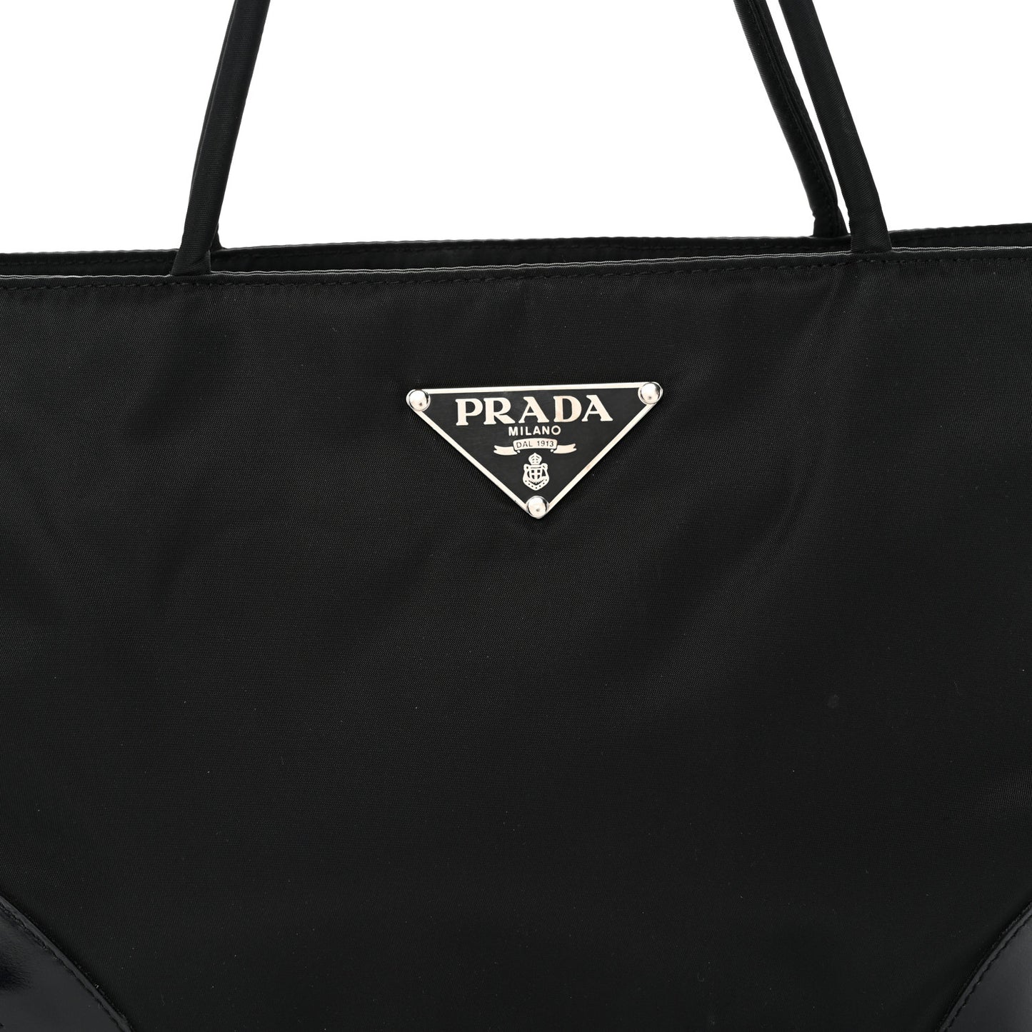 Tessuto Nylon Calfskin Shopping Tote Black