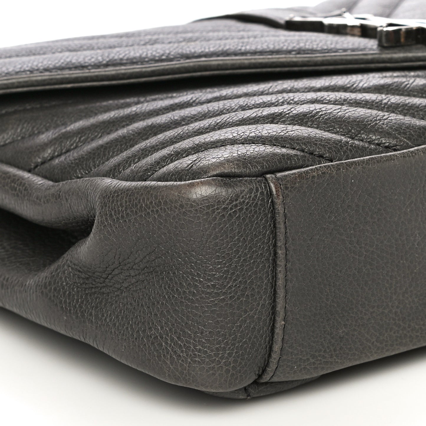 Grained Calfskin Matelasse Chevron Monogram Medium College Bag Grey