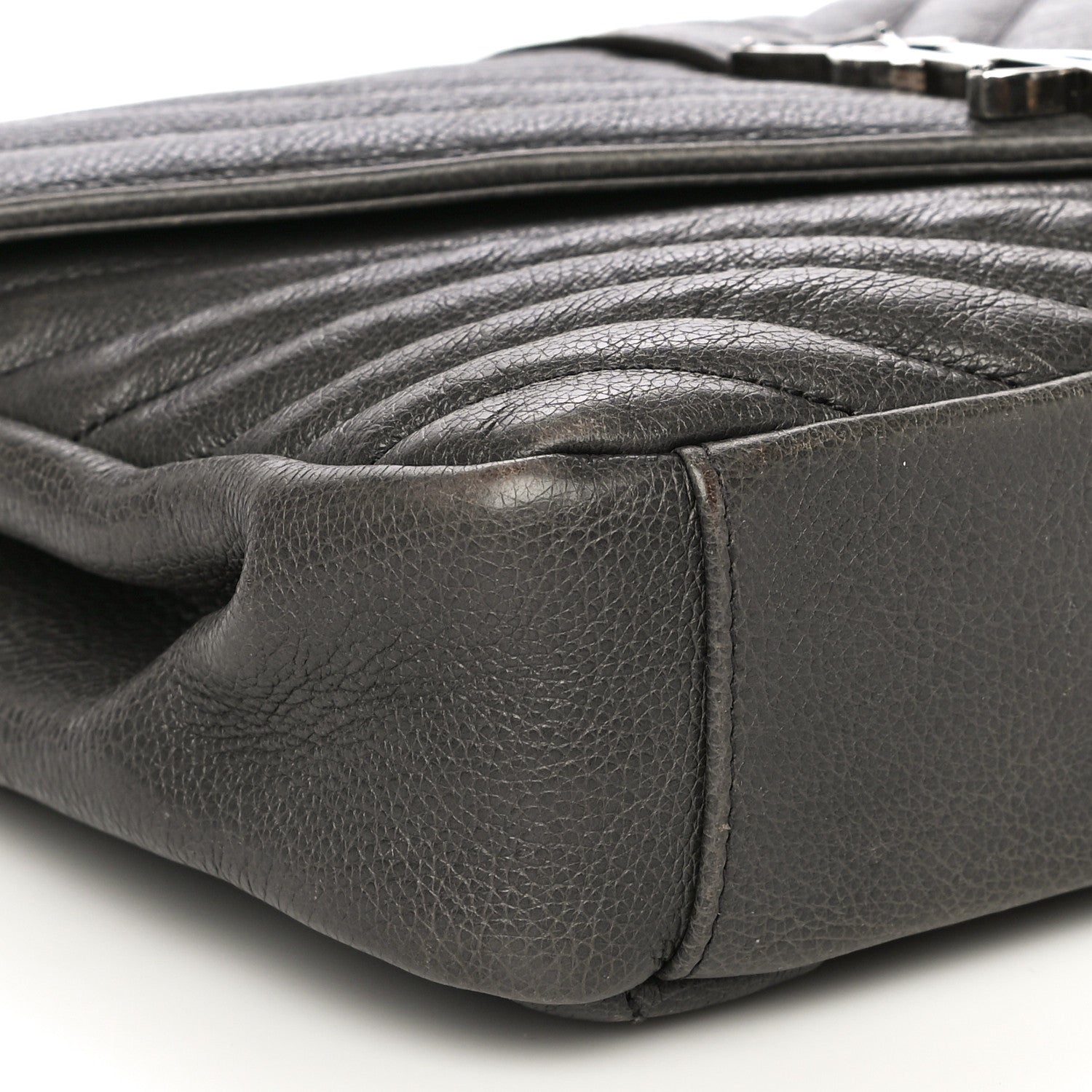 Saint Laurent Grained Calfskin Matelasse Chevron Monogram Medium College Bag Grey 6 of 18