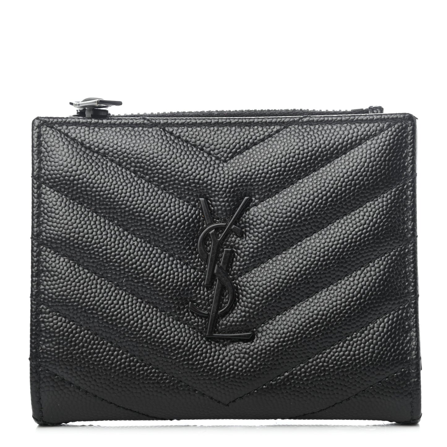 Grain De Poudre Matelasse Chevron Monogram Zipped Card Case Black