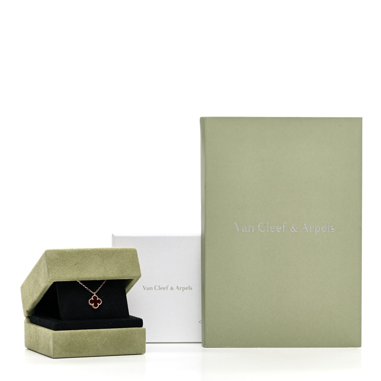 18K Rose Gold Carnelian Sweet Alhambra Pendant Necklace