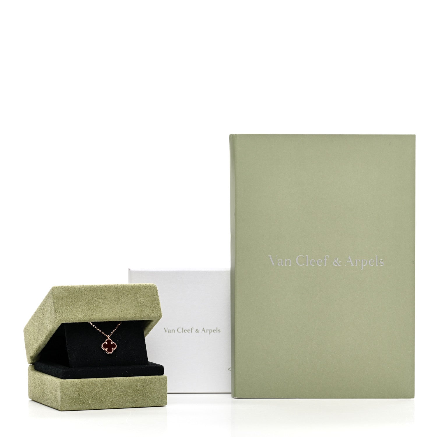 Van Cleef & Arpels 18K Rose Gold Carnelian Sweet Alhambra Pendant Necklace 6 of 6