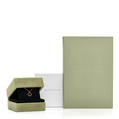 Van Cleef & Arpels 18K Rose Gold Carnelian Sweet Alhambra Pendant Necklace 6 of 6
