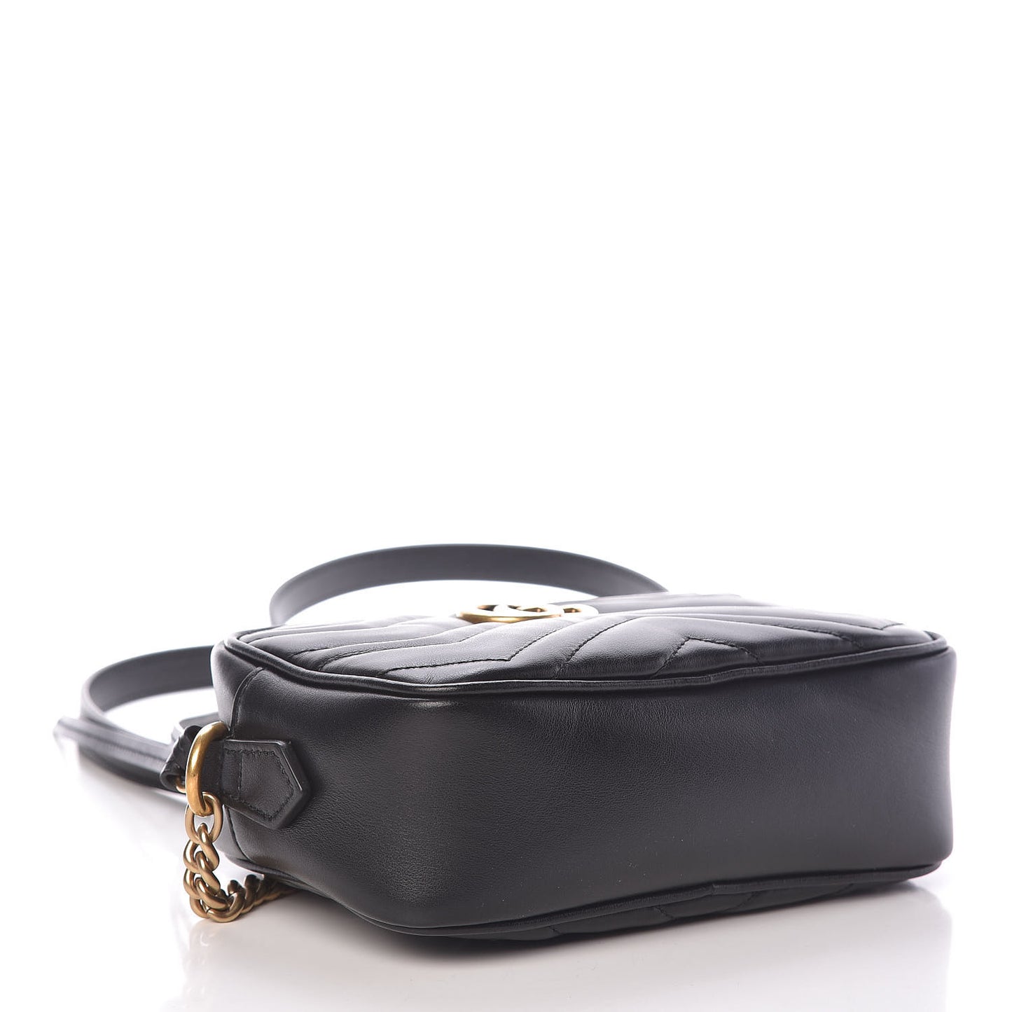 Calfskin Matelasse Mini GG Marmont Chain Shoulder Bag Black