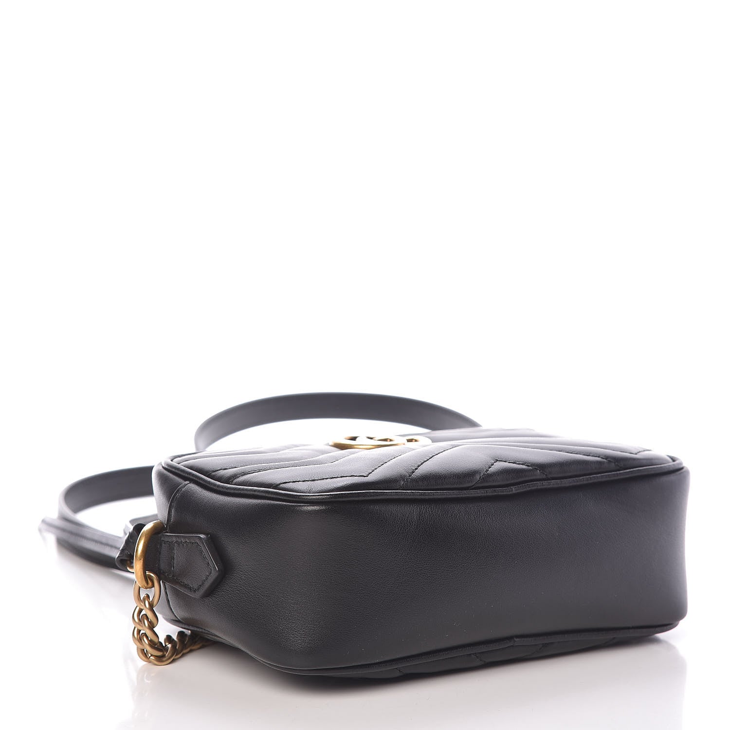 Gucci Calfskin Matelasse Mini GG Marmont Chain Shoulder Bag Black 4 of 10